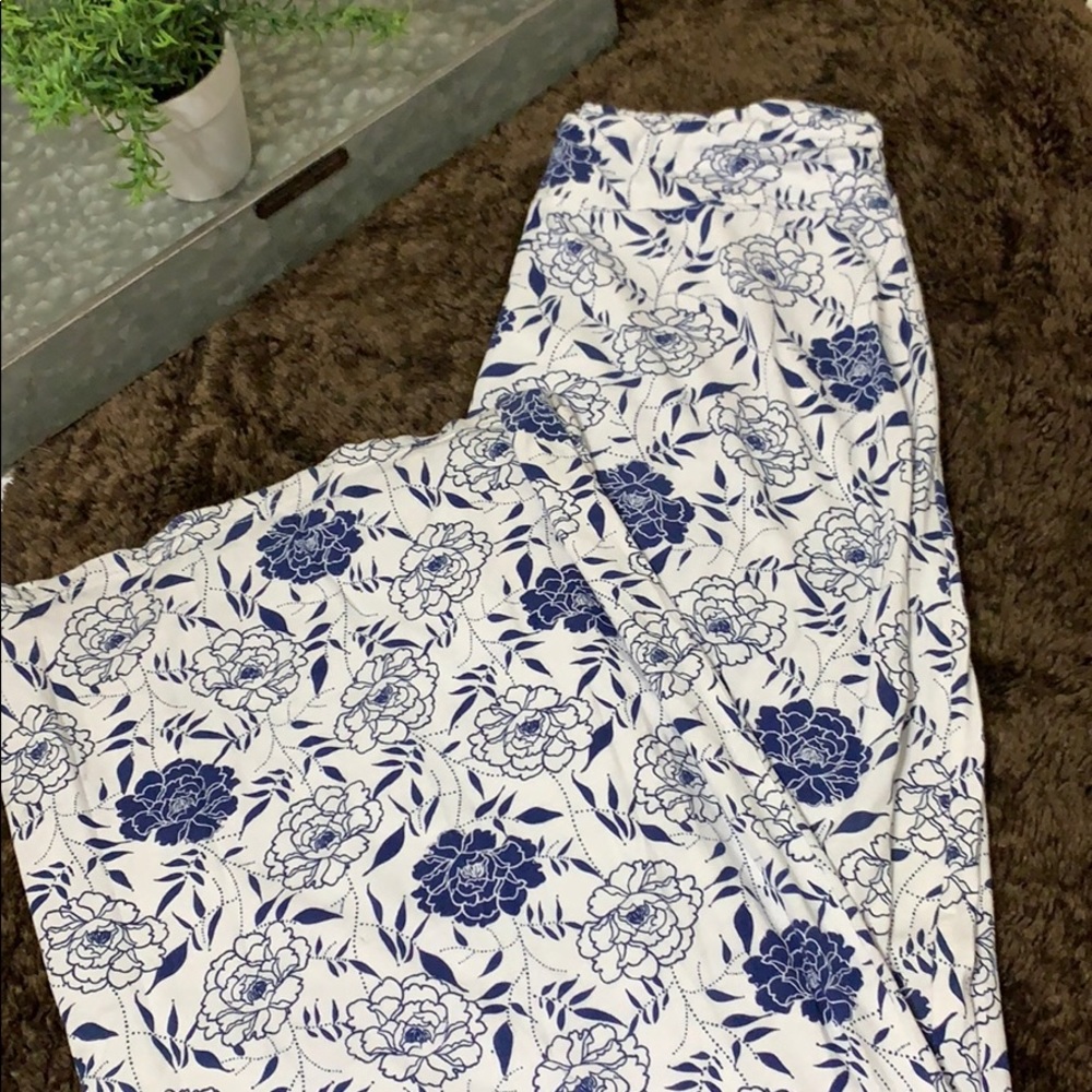 Blue and White Floral Maxi Skirt